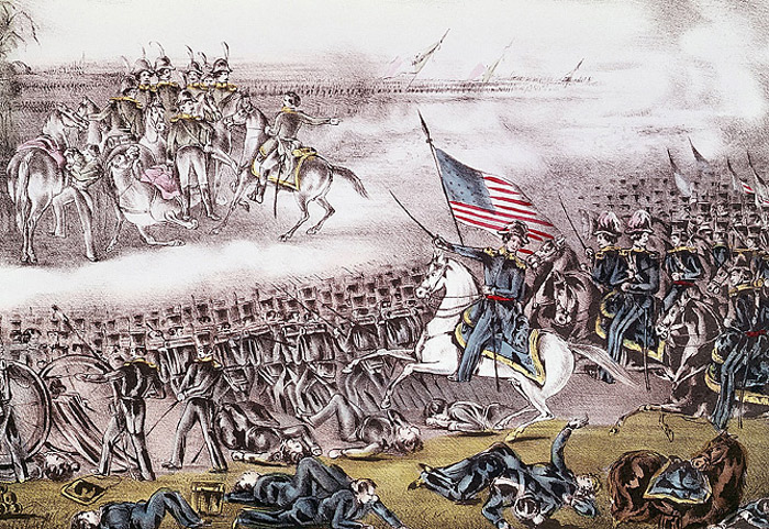 Сражение при Буэна-Виста. 23 февраля 1846 года. Литография