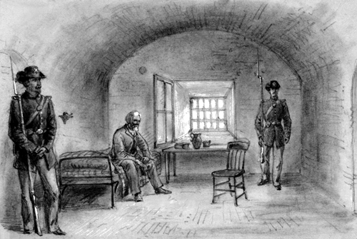 Джефферсон Дэвис в тюремной камере. Рисунок Альфреда Воулда