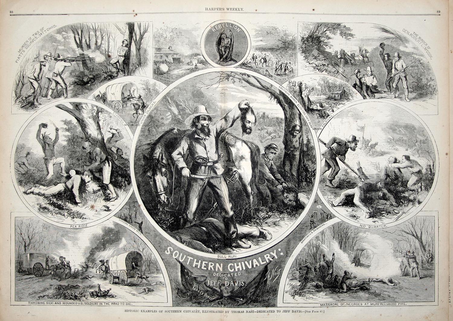 Historic Examples of Southern Chivalry, Illustrated by Thomas Nast- Dedicated to Jeff Davis( Южное рыцарство )