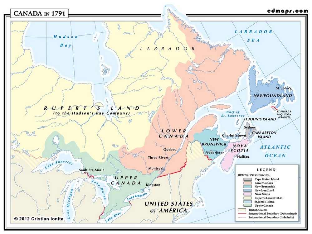 Британская Северная Америка в 1791 году