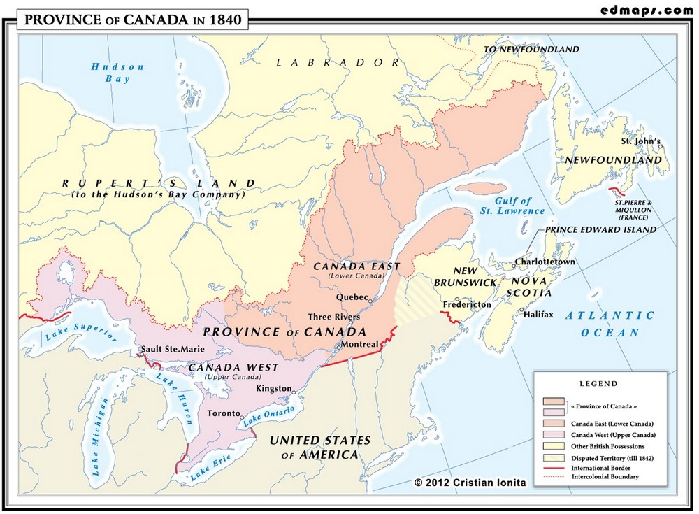 Провинция Канада 1840 году