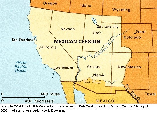 Территориальные уступки Мексики по мирному договору 1848 года